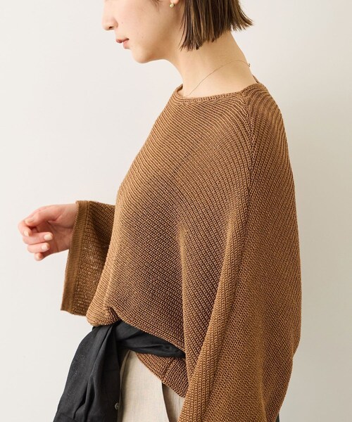 ROPE'（ロペ）の「リネン混 透かし編みドルマンプルオーバー（ニット/セーター・レディース・ブラック/キャメル/ベージュ系・F）」の14枚目の写真