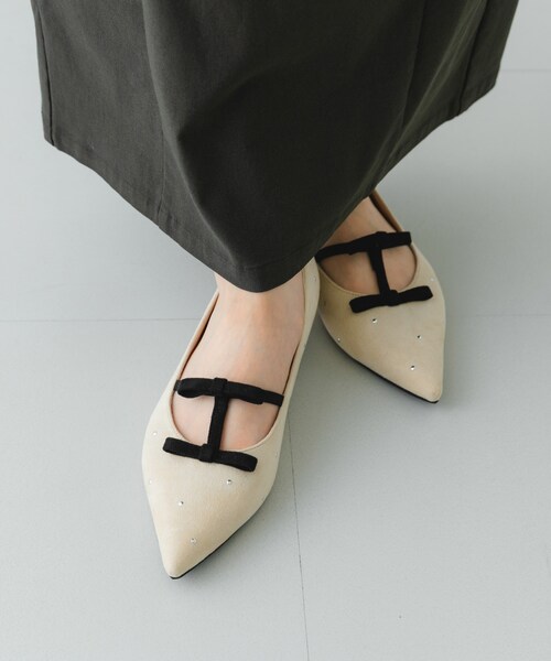 RODE SKO（ロデスコ）の「2センチダブルリボンヒールパンプス（パンプス・レディース・BLACK/OFF・36/37/38）」の8枚目の写真