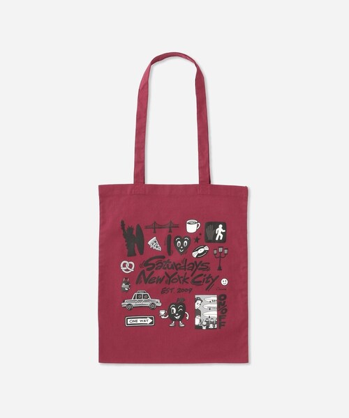 Saturdays NYC(サタデーズ ニューヨークシティ )の「Chocomoo x Saturdays NYC Tote Bag(トートバッグ・レディース・ブラック/キナリ/ワイン・F)」の5枚目の写真