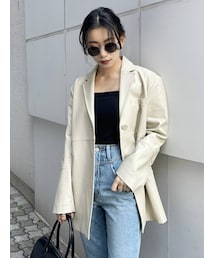 EVRIS | レザーライクステッチジャケット(テーラードジャケット)