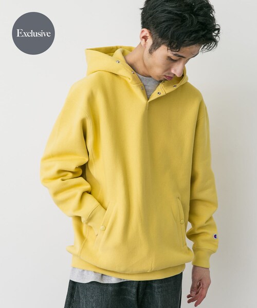 URBAN RESEARCH DOORS(アーバンリサーチドアーズ)の「『別注』Champion×DOORS RW HALF SNAP PARKA(パーカー・メンズ・シルバーグレー/オフブラック/ブラック/ルビーレッド/ダークネイビー/ブルーグレー/ダークグリーン/クリームイエロー/オートミール/ワイン・M/L/XL)」の17枚目の写真