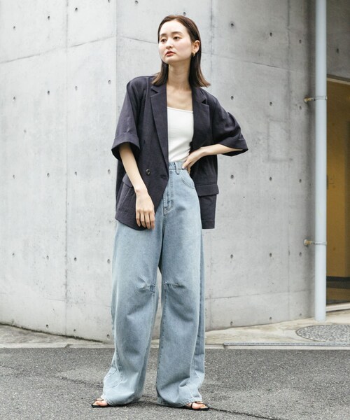 SENSE OF PLACE by URBAN RESEARCH（センスオブプレイスバイアーバンリサーチ）の「『UR TECH DRYLUXE』リネンライクジャケット（テーラードジャケット・レディース・GREIGE/CHARCOAL/BROWN/NAVY・one）」の8枚目の写真