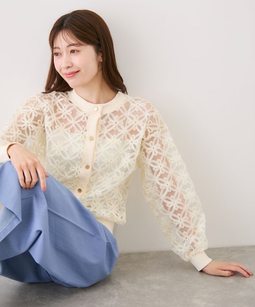 Jayro(ジャイロ)の「フラワー刺繍シアーブルゾン(ブルゾン・レディース・ブラック/ホワイト/ホワイト系・F)」の22枚目の写真