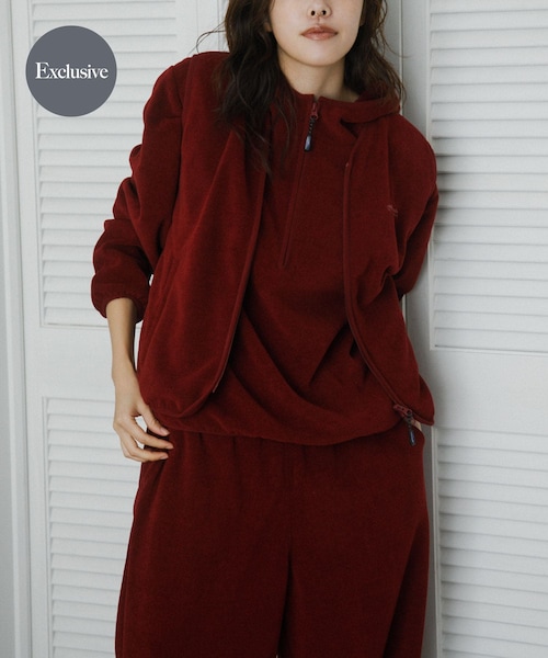 URBAN RESEARCH（アーバンリサーチ）の「『別注』THOUSAND MILE×URBAN RESEARCH　KNIT FREECE ZIP VEST（ベスト・レディース・OFF WHITE/BORDEAUX/BLACK・FREE）」の7枚目の写真