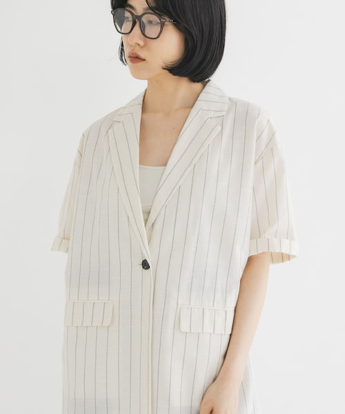 KBF（ケイビーエフ）の「BASICテーラードジャケット（テーラードジャケット・レディース・IVORY st/BLACK/NAVY st/BEIGE・One）」の6枚目の写真