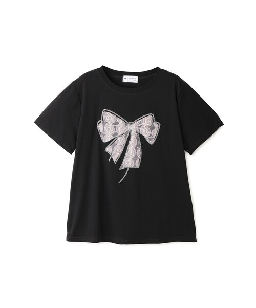 Jayro(ジャイロ)の「リボン半袖Tシャツ(Tシャツ/カットソー・レディース・ブラック系/ホワイト系・F)」の6枚目の写真
