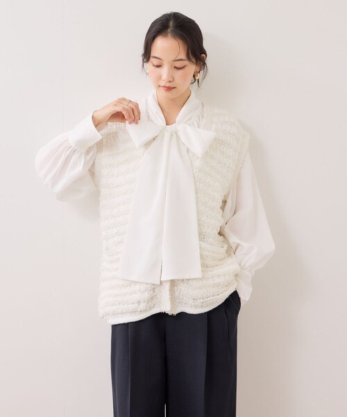 VIS(ビス)の「ツイードニットベスト/イージーケア(ベスト・レディース・キナリ系/ネイビー系・F)」の11枚目の写真