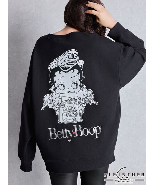 GYDA（ジェイダ）の「BETTY×GYDA GLITTER embroideryプルオーバー（スウェット・レディース・オフホワイト/ブラック/パープル・F）」の4枚目の写真