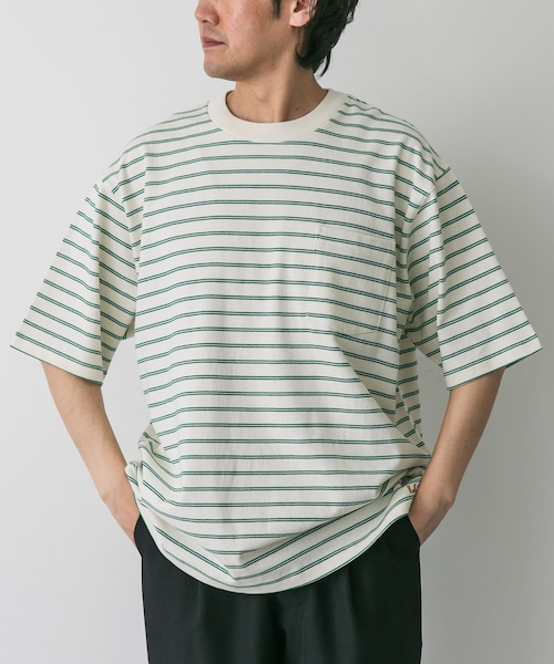 URBAN RESEARCH DOORS（アーバンリサーチドアーズ）の「L.L.Bean　Union Short-Sleeve StripedT-shirts（Tシャツ/カットソー・メンズ・Yellow/Sax/Wht/Grn/Birch/Wht/Pink/Navy/Sax/Teal/Plum/Teal・M/L/XL）」の2枚目の写真