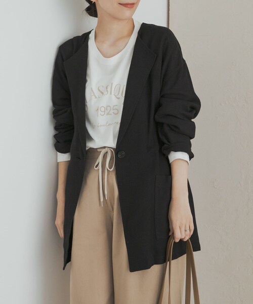 URBAN RESEARCH DOORS(アーバンリサーチドアーズ)の「ウエストドロストジャケット(テーラードジャケット・レディース・BLACK/BEIGE・M)」の6枚目の写真