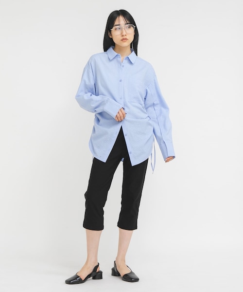 KBF(ケイビーエフ)の「サイドドロストサッカーシャツ(シャツ/ブラウス・レディース・IVO×BLUE/BEIGE×BLK/BLUE×OFF・One)」の3枚目の写真