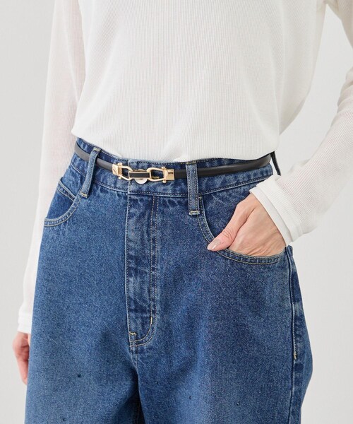 ROPE' PICNIC(ロペピクニック)の「10mmスムースくるみビットバックルスライドベルト(ベルト・レディース・ブラック/キナリ・F)」の3枚目の写真