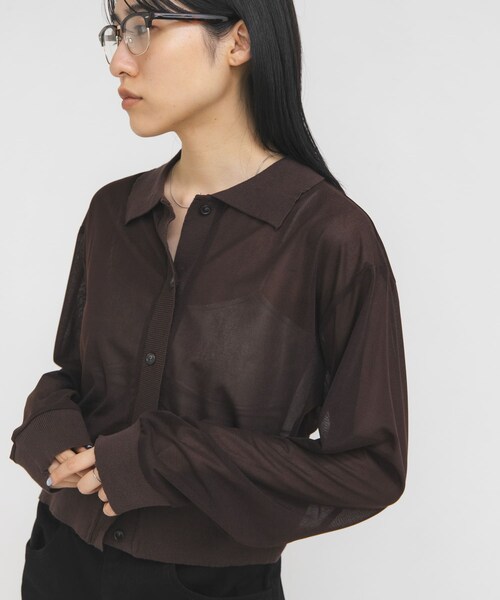 KBF(ケイビーエフ)の「シアーシャツカーディガン(シャツ/ブラウス・レディース・BLACK/BROWN・One)」の12枚目の写真