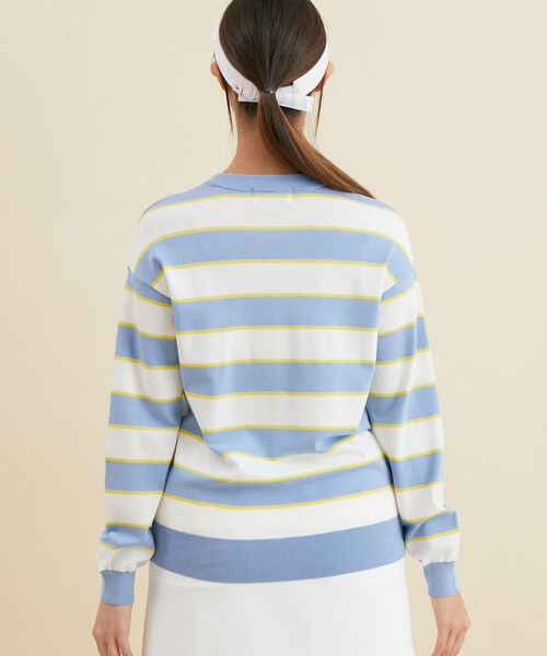 ROPE'（ロペ）の「ロゴ入りボーダー長袖プルオーバー（ニット/セーター・レディース・ライトグリーン/サックス/ピンク・L/M/S）」の17枚目の写真
