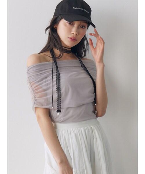LAGUNAMOON（ラグナムーン）の「オフショルチュールトップス（Tシャツ/カットソー・レディース・アイボリー/ライトグレー/ブラック/ネイビー・F）」の3枚目の写真