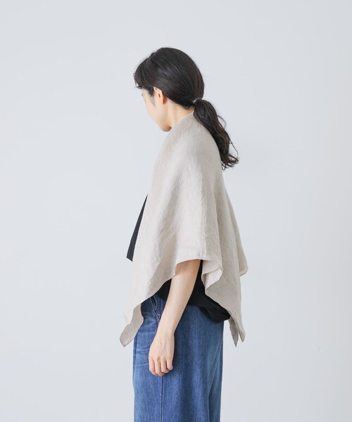 かぐれ（カグレ）の「ウォッシュリネンスクエアストール（ストール/ショール・レディース・NATURAL/NAVY/PINK・Free）」の14枚目の写真