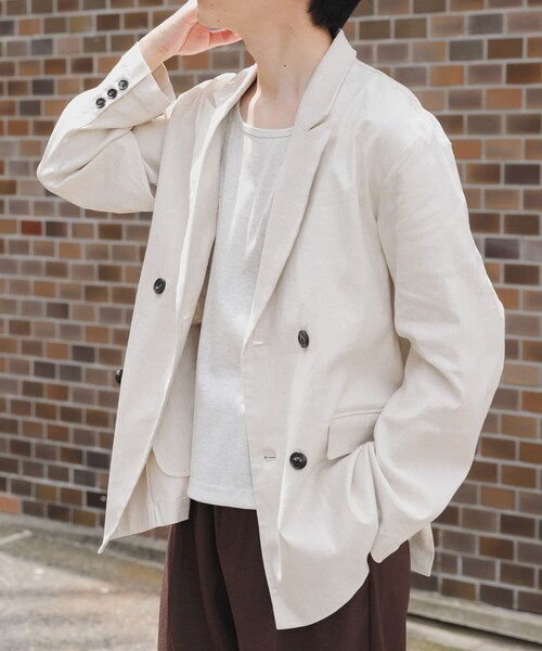 ITEMS URBANRESEARCH(アイテムズ アーバンリサーチ)の「『セットアップ対応』Linen Blend Double Jacket(テーラードジャケット・メンズ・CHA/IVO/BRN・M/L)」の5枚目の写真