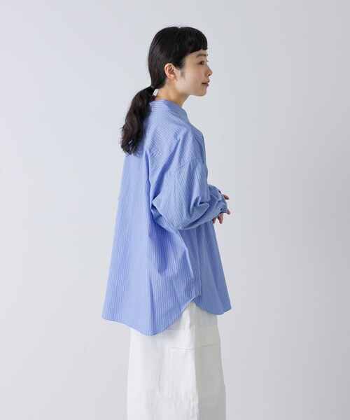 かぐれ（カグレ）の「ハイツイストコットンレギュラーシャツ（シャツ/ブラウス・レディース・BLUE/NAVY・Free）」の4枚目の写真