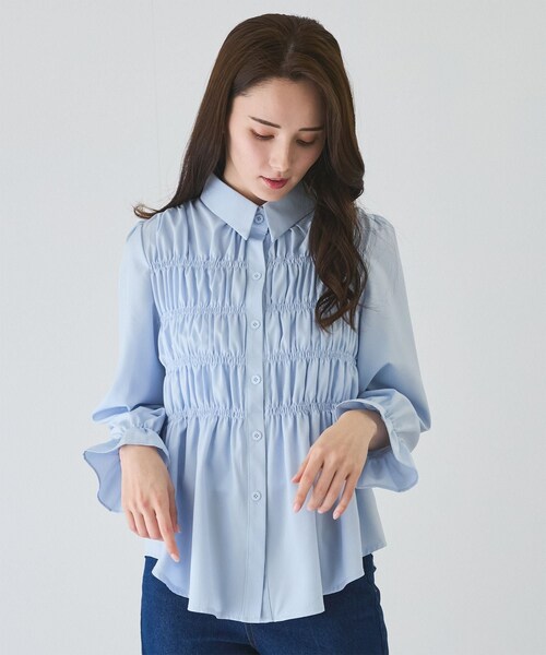 Jayro（ジャイロ）の「ギャザーブラウス　（シャツ/ブラウス・レディース・ブラック/ホワイト/ブルー・F）」の11枚目の写真