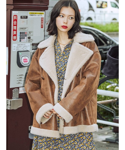 jouetie（ジュエティ）の「フェイクムートンPコート（ブルゾン・レディース・ブラウン/ブラック/ピンク/アイボリー・M）」の16枚目の写真