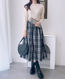 nissen | チェック柄ドッキングワンピース(ワンピース)