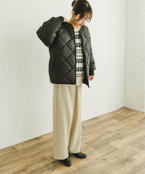 ITEMS URBANRESEARCH(アイテムズ アーバンリサーチ)の「中綿キルトノーカラージャケット(その他アウター・レディース・CHA/L.BEIGE/BEG/BLK・FREE)」の11枚目の写真