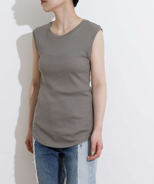 THE GOODLAND MARKET(ザグッドランドマーケット)の「『別注』MIDIUMISOLID×TGM Mix organic cotton tank-top(タンクトップ・レディース・Off/Black/Mocha・FREE)」の18枚目の写真