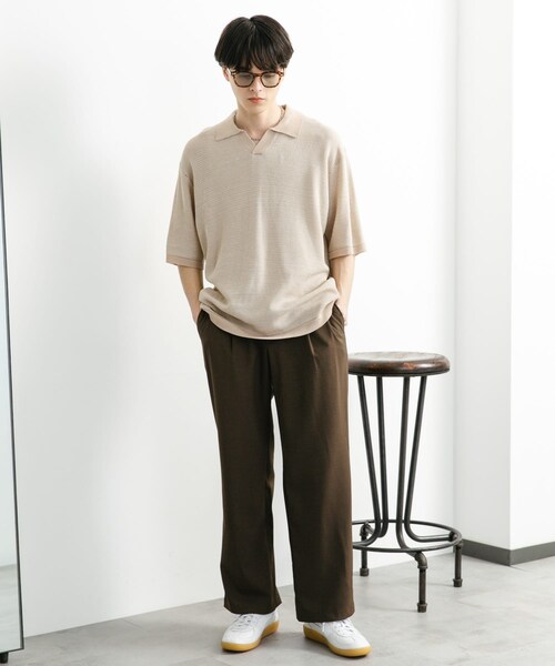 SENSE OF PLACE by URBAN RESEARCH(センスオブプレイスバイアーバンリサーチ)の「『ユニセックス』『洗濯可』ミックススキッパーニット(ニット/セーター・メンズ・L.BEIGE/OLIVE/RED・M/L)」の10枚目の写真