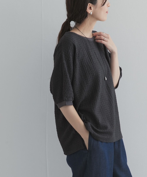 URBAN RESEARCH DOORS(アーバンリサーチドアーズ)の「ワッシャーカットドルマンプルオーバー(Tシャツ/カットソー・レディース・CHARCOAL/GREIGE/BLUE・Free)」の8枚目の写真