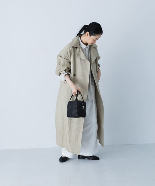 かぐれ（カグレ）の「『ユニセックス』コットンリネンオーバートレンチコート（ステンカラーコート・レディース・L/BEIGE/BEIGE・1/2）」の17枚目の写真
