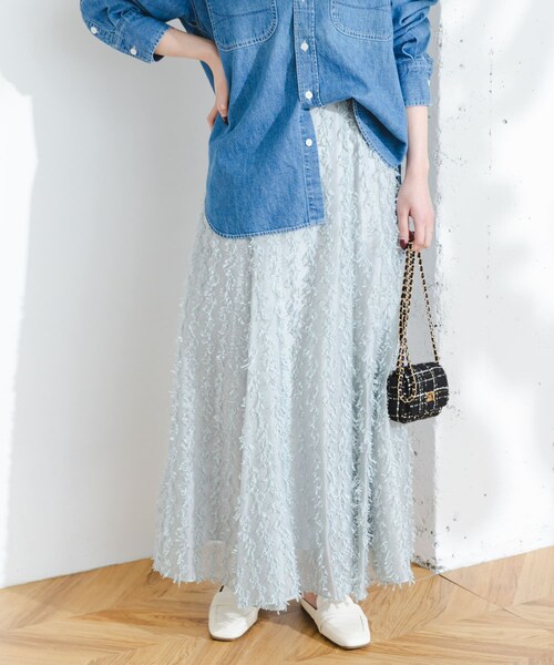 URBAN RESEARCH ROSSO（アーバンリサーチロッソ）の「F by ROSSO　リボンジャガードフレアスカート（スカート・レディース・WHITE/GRAY・36/38）」の14枚目の写真