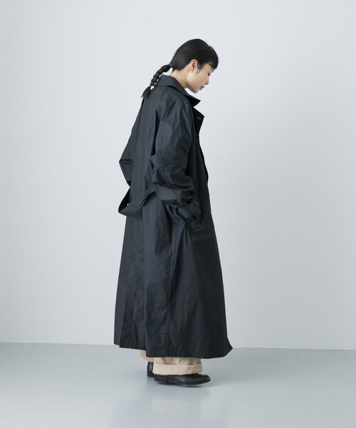 かぐれ（カグレ）の「コットンナイロンオーバートレンチコート（ステンカラーコート・レディース・BLACK/BEIGE・FREE）」の8枚目の写真