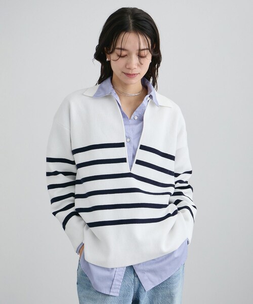 ADAM ET ROPE'(アダムエロペ)の「オーバーダイコットンサテンシャツ(シャツ/ブラウス・レディース・ホワイト/サックス・F)」の17枚目の写真