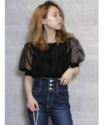 dazzlin | チュールスリーブシアーニットトップス(ニット/セーター)