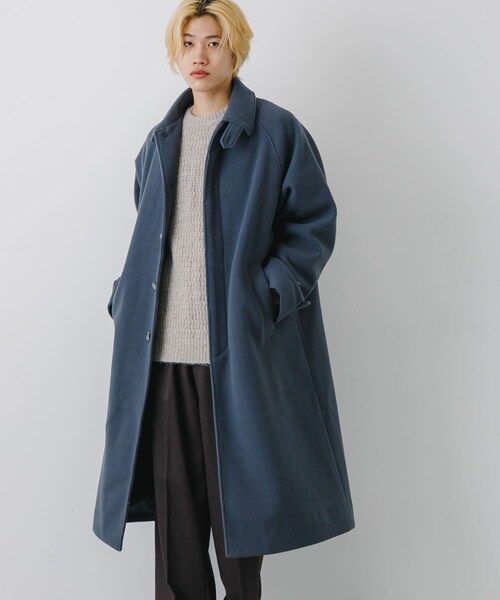 SENSE OF PLACE by URBAN RESEARCH（センスオブプレイスバイアーバンリサーチ）の「『ユニセックス』バルマカーンルーズコート（ステンカラーコート・メンズ・BLACK/D.BROWN/BLUE/BRN×BLK・M/L）」の5枚目の写真