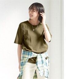 nissen | 大きいサイズ 綿100％汗染みしにくいクルーネック５分袖Ｔシャツ(Tシャツ/カットソー)