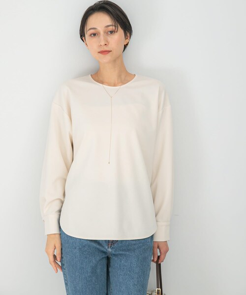 URBAN RESEARCH ROSSO（アーバンリサーチロッソ）の「ストレッチジョーゼットプルオーバー（シャツ/ブラウス・レディース・OFF/MOCHA/BLACK・Free）」の8枚目の写真