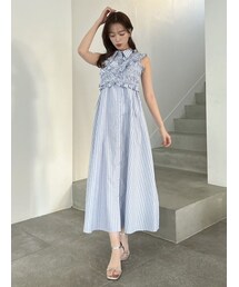 dazzlin | ギャザービスチェSETシャツワンピース(シャツワンピース)