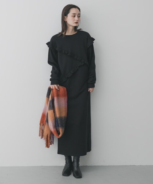 SENSE OF PLACE by URBAN RESEARCH（センスオブプレイスバイアーバンリサーチ）の「フリルカットワンピース（ワンピース・レディース・BLACK/GRAY/Y.BEIGE・COMPACT/One）」の4枚目の写真