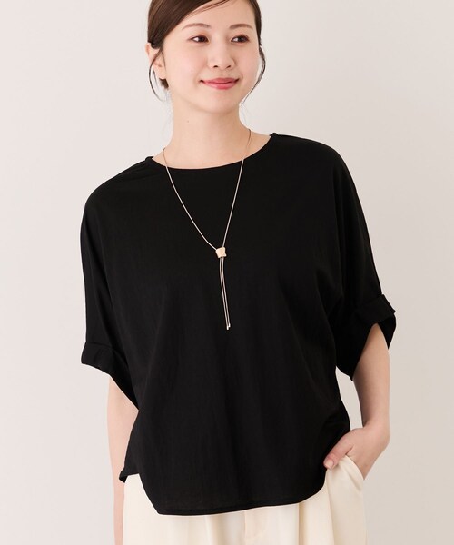 Jayro(ジャイロ)の「バックタックドルマンプルオーバー(Tシャツ/カットソー・レディース・ブラック/ホワイト系/ベージュ・M)」の2枚目の写真