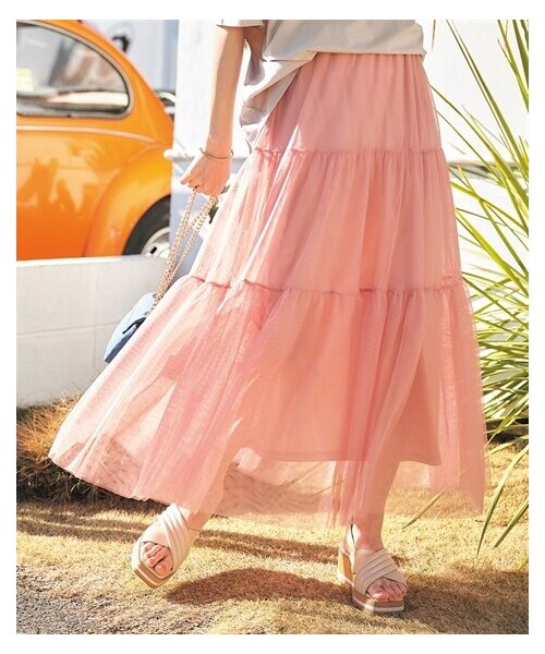 nissen（ニッセン）の「大きいサイズ ティアードチュールスカート（スカート・レディース・黒/アイボリー/ベイクドピンク・L/LL/3L/4L/5L/6L/8L/10L）」の19枚目の写真