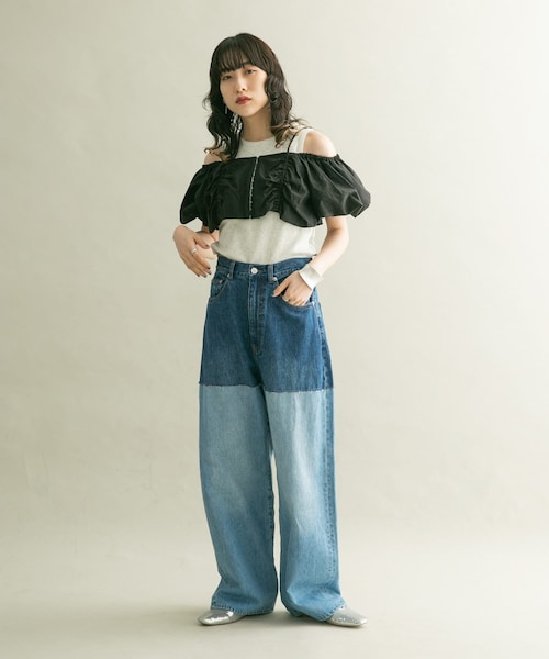 KBF（ケイビーエフ）の「2WAYパフスリーブビスチェ（その他トップス・レディース・GRAY/BEIGE/BLACK・one）」の14枚目の写真