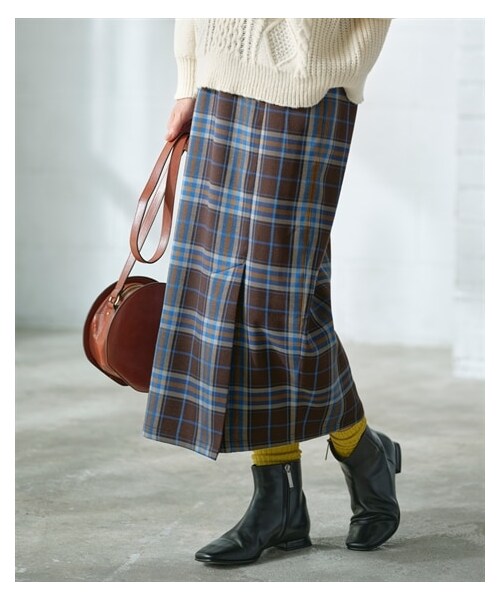 nissen（ニッセン）の「チェックロングセミタイトスカート【Otona Purete】（スカート・レディース・ブルー系/グリーン系・M/L/LL/3L/4L/5L/6L）」の10枚目の写真