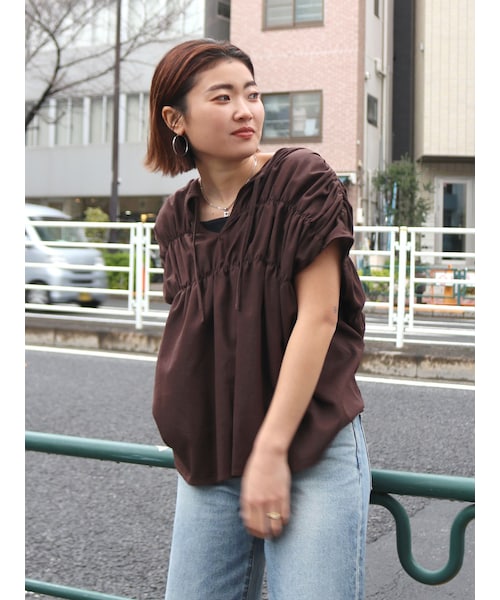 Ungrid（アングリッド）の「リネン混ギャザーノースリブラウス（シャツ