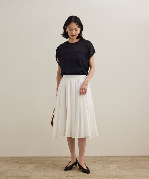 ROPE'（ロペ）の「ラミー フレンチスリーブプルオーバー/サマーニット（ニット/セーター・レディース・ベージュ/ネイビー/ブルー・F）」の16枚目の写真