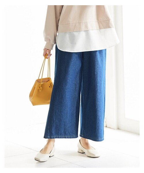 nissen（ニッセン）の「大きいサイズ 【すっきり魅せ設計】綿１００％アンクル丈デニムワイドパンツ（ゆったりヒップ）（選べる２レングス）（デニムパンツ・レディース・ブリーチ/インディゴブルー/オーバーダイブラウン・L/LL/3L/4L/5L/6L/8L/10L）」の14枚目の写真