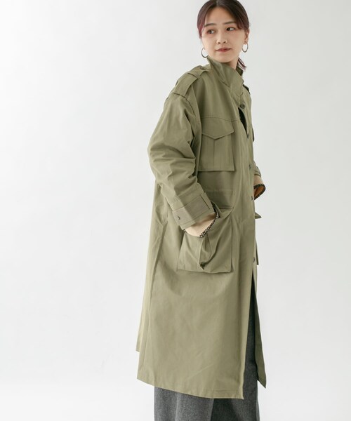 KBF(ケイビーエフ)の「ドロストミリタリーコート(ミリタリージャケット・レディース・BEIGE/KHAKI/ORANGE・one)」の17枚目の写真