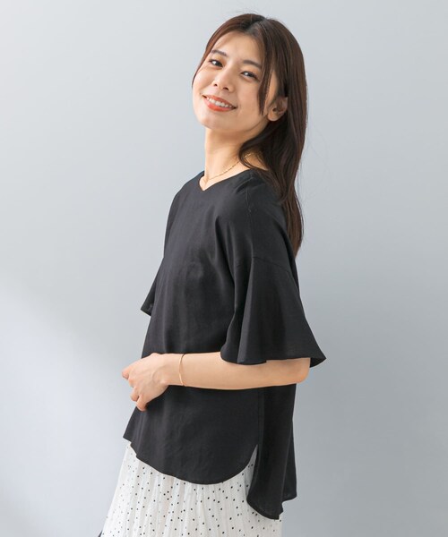 URBAN RESEARCH ROSSO（アーバンリサーチロッソ）の「F by ROSSO　リネンフレアスリーブブラウス（シャツ/ブラウス・レディース・BLUE/PINK/L/GRAY/BLACK・FREE）」の6枚目の写真