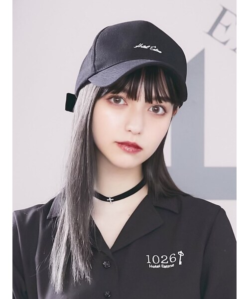 EATME（イートミー）の「BACKベロアリボンキャップ（キャップ・レディース・アイボリー/ブラック/ピンク・F）」の4枚目の写真