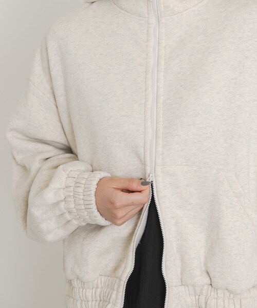 EKAL（エカル）の「ボタニルプライム裏起毛ZIPパーカー（パーカー・レディース・シロ杢/ブラック・one）」の12枚目の写真